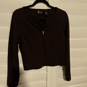 NY Jeans Espresso Brown zip up longsleeve